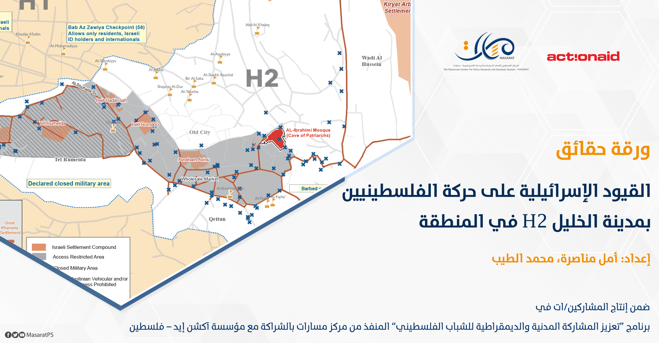 ورقة حقائق: القيود الإسرائيلية على حركة الفلسطينيين في المنطقة H2 بمدينة الخليل